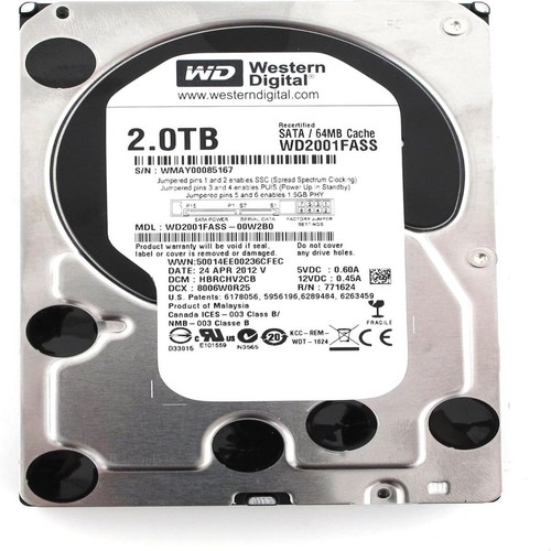 Wd Caviar Noir 2 To Disque Dur Hdd 3,5" Sata Disque Dur Dvr Nas Pc Rénové - Afbeelding 3 van 5