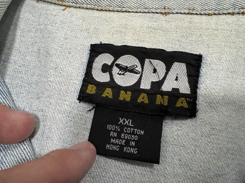 Garfield the Cat Giacca Camionista Denim Copa Banana Taglia 2XL Blu Bomber VINTAGE - Foto 3 di 16