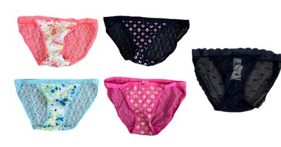 Gilly Hicks Lot of 5 Down Undies String Bikini Panties Floral Lace Size Small S