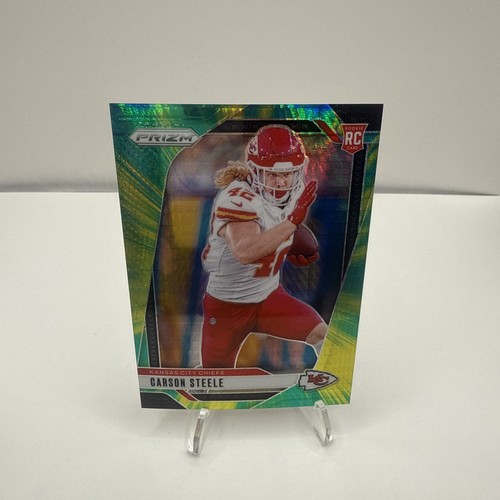2024 Panini Prizm - Rookies Carson Steele #377 Neon Green Pulsar Prizm (RC) - Picture 1 of 2