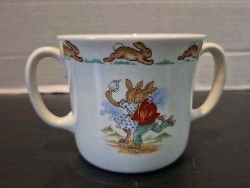 VTG Bunnykins Double Handled Mug by Royal Doulton English Fine Bone China  - Picture 2 of 5