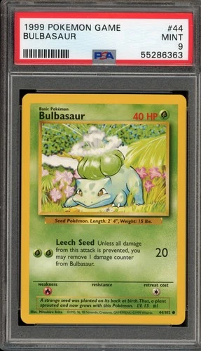 Pokemon Bulbasaur Base Set Unlimited #44 PSA 9 Mint