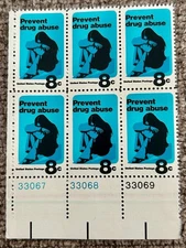 Scott #1438 Prevent Drug Abuse, 1971 US 8¢ Block of 6 , MNH/OG, VF/XF