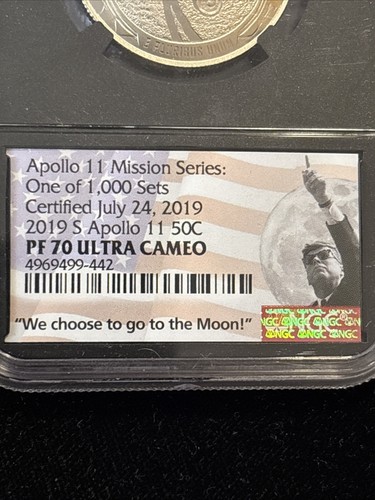 2019 S PCGS PR70DCAM PROOF APOLLO 11 50th ANNIVERSARY HALF DOLLAR COMMEMERATIVE - Picture 9 of 10