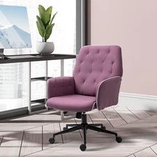 Modern Mid-Back Home Office Computer Adjustable Chair w/ Padded Arms, Purple