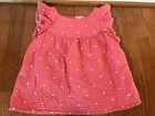 Cat & Jack Girls Flutter Sleeve Shirt, Pink Dot Size L 10/12