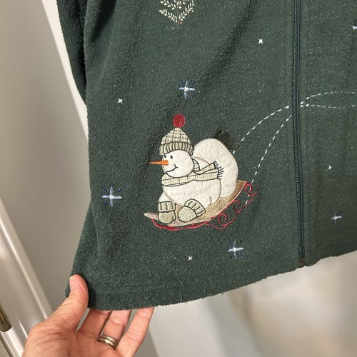 Christopher Banks Verde Navidad Muñeco de Nieve Cárdigan Suéter Cremallera Talla XL DE COLECCIÓN - Imagen 12 de 12