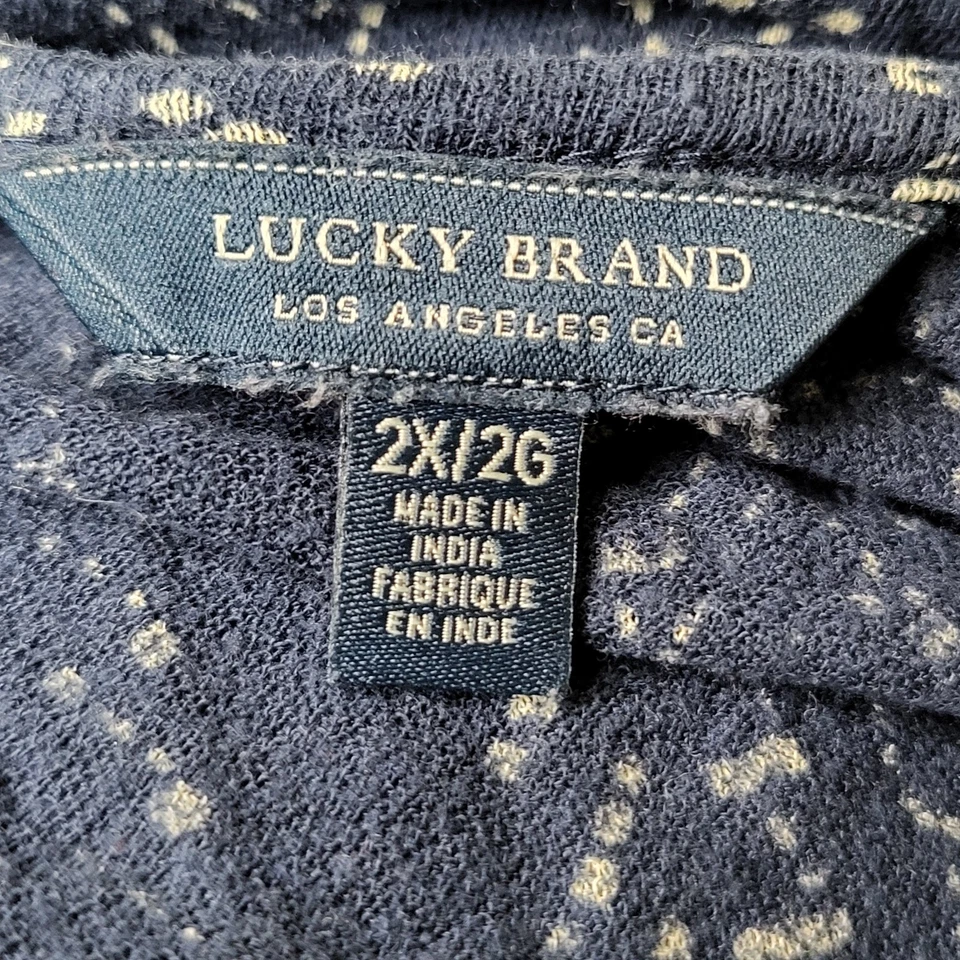 Lucky Brand Women Blouse 2X/2G Navy Tunic Geometric Scoop Neck Pullover - Image 3 of 4