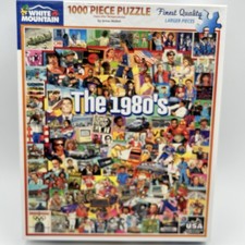 White Mountain 1000 Pc Jigsaw Puzzle The 1980's 24 x 30 In - Missing 1 Pc