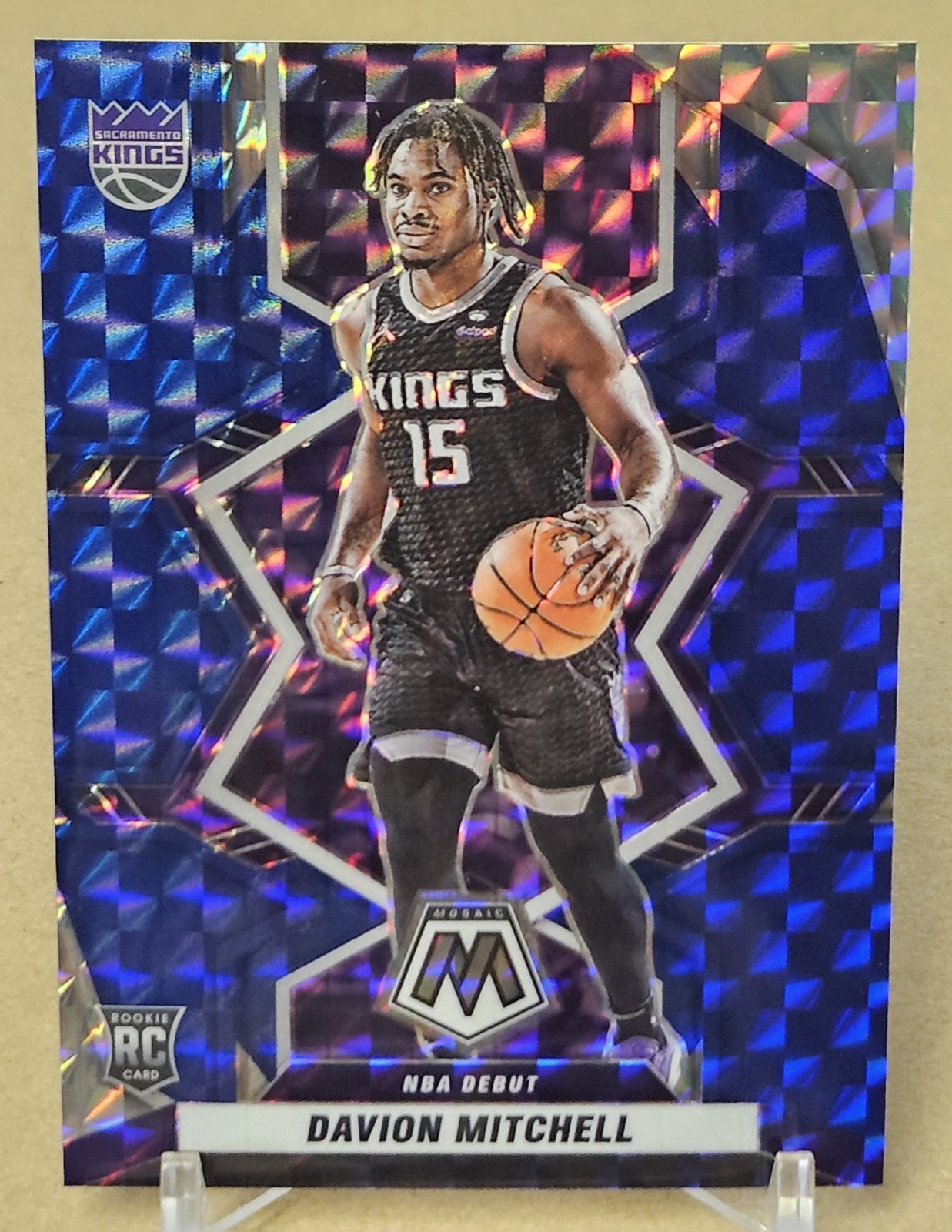2021-22 Panini Mosaic Davion Mitchell Blue Prizm Rookie #'d 99/99 #269 Kings