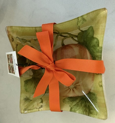 Prima Design NEW Set/4 Floral Glass Bowls Orange Green Fall Pumpkin Autumn 5x5 - Picture 2 of 6