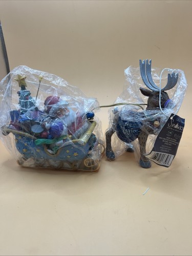 Elaine Thompson Snowkins Collection Holiday Parade Santa & Reindeer Figure Box - Picture 1 of 3