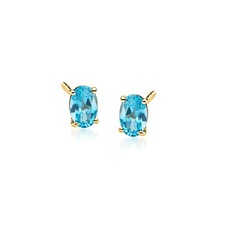 0.90 ct. t.w. Oval London Blue Topaz Stud Earrings in 14kt Yellow Gold