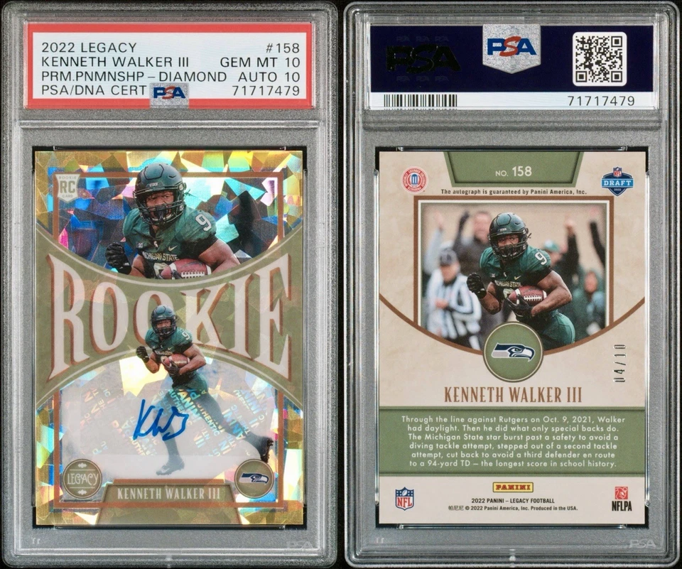 (2022) KENNETH WALKER III (ROOKIE AUTO) #04/10 - (PSA 10/10) **POP 1*** - Image 3 of 3