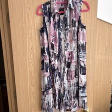 Simply Vera Vera Wang Abstract Hi-Low Shirt Dress Sleeveless Collared M