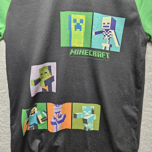 Minecraft Kids (Sz L 12/14) T-Shirt Short Sleeve Press Graphic Black-Green. - Picture 2 of 9