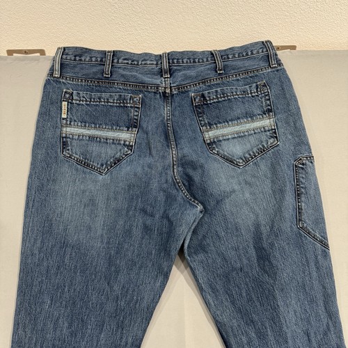 Pantalones de mezclilla ajustados desgastados para hombre 38x38 etiqueta dorada corte bota ropa occidental - Imagen 6 de 8