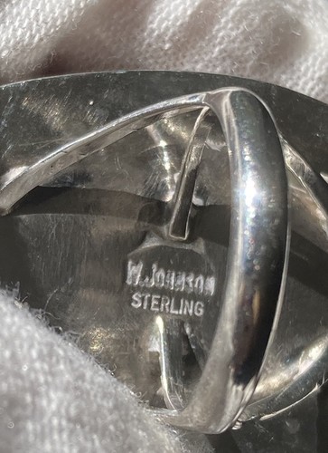 Native American Navajo artist W. Johnson's sterling turquoise ring sz. 6.75 24g. - Bild 4 von 13