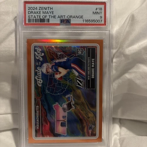 2024 Panini Zenith - State of The Art Drake Maye #18 Orange (RC) - PSA 9
