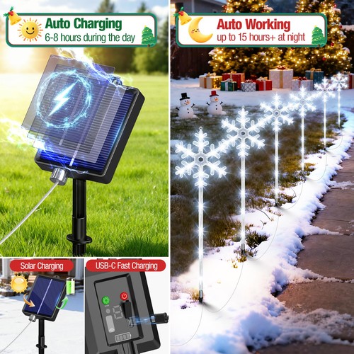 Solar Lights Outdoor Christmas Decorations 12 Pack - 96 LEDs Solar Christmas ... - Picture 3 of 7