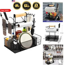 BBQ Grill Caddy Outdoor Picnic Camping Organizer with Paper Towel Holder