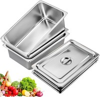 Bordeag Panierschalen Set 3-Teilig, Edelstahl BehäLter Mit Deckel, 32.5 X 17.5