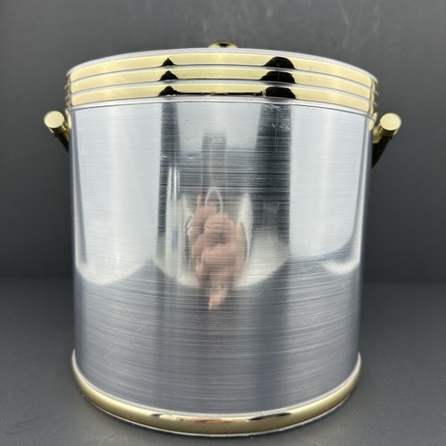 Vintage Mid-Century Modern Style Silver and Gold Toned Insulated Ice Bucket - Picture 6 of 21