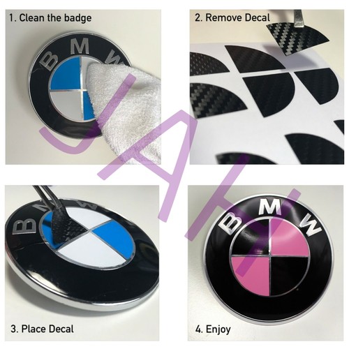 PEGATINA ENVOLTURA SUPERPOSICIÓN CALCOMANÍA INSIGNIA EMBLEMAS NEGRO BRILLANTE Y ROSA PARA BMW TODOS LOS MODELOS - Imagen 6 de 11