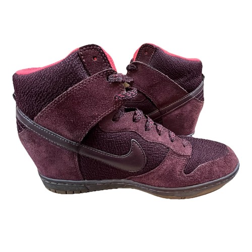 Nike Dunk Sky Hi Wedge Heel Sneakers 10 Burgundy Maroon 644877-601 - Picture 5 of 9