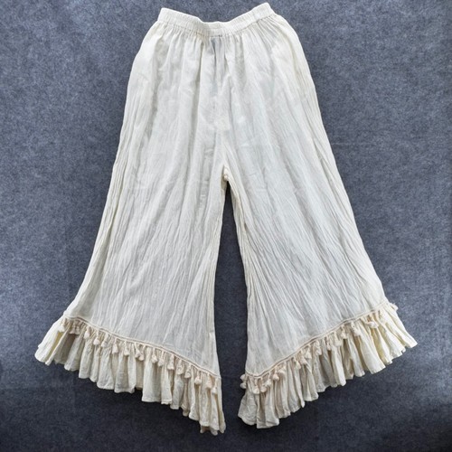 Jaded Gypsy Womens WC Pant Size OS Ivory Ruffle Wide Leg Cottagecore Boho Hippie - Picture 7 of 10
