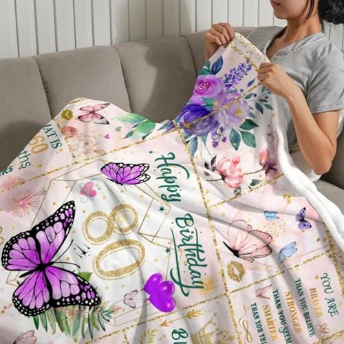 Blanket, 80 Year Old Gifts for Women, Happy Gifts, Fun 60"x50" 80th Birthday - Picture 5 of 8