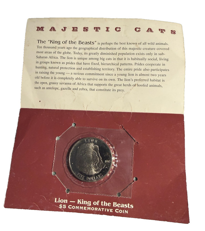 $5 Commemorative Coin Majestic Cats from Marshalls Island - The Lion