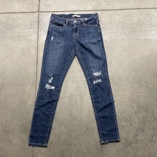 Levi's 711 Skinny Jeans Womens 29x30 Blue Distressed Stretch Denim Mid Rise