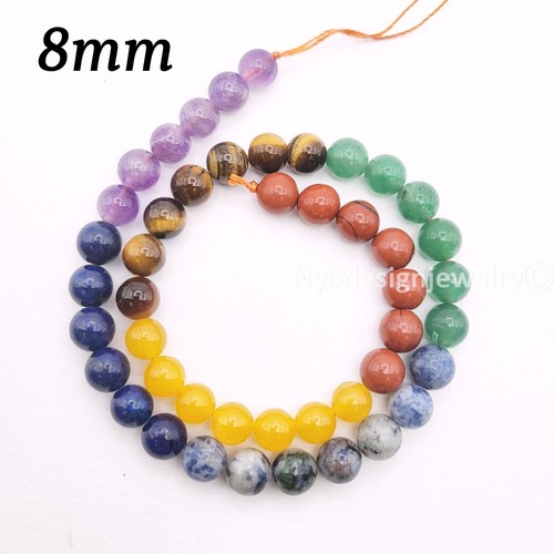 Seven Chakra Beads Natural Gemstone Round Beads 8mm Energy Healing Balance - Picture 13 of 15