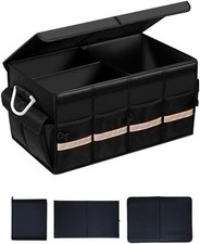 Car Trunk Organizer With Lid - Sturdy Adjustable Foldable Oxford Cloth Car Stora
