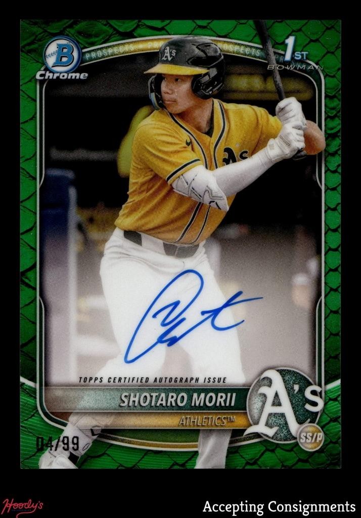 2025 Bowman Chrome Green Reptilian Refractors Shotaro Morii 1st Rookie AUTO /99