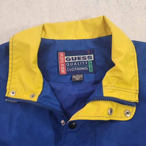 VINTAGE GUESS American Tradition Windbreaker Jacke Herren L blau gelb Half-Zip - Bild 3 von 13