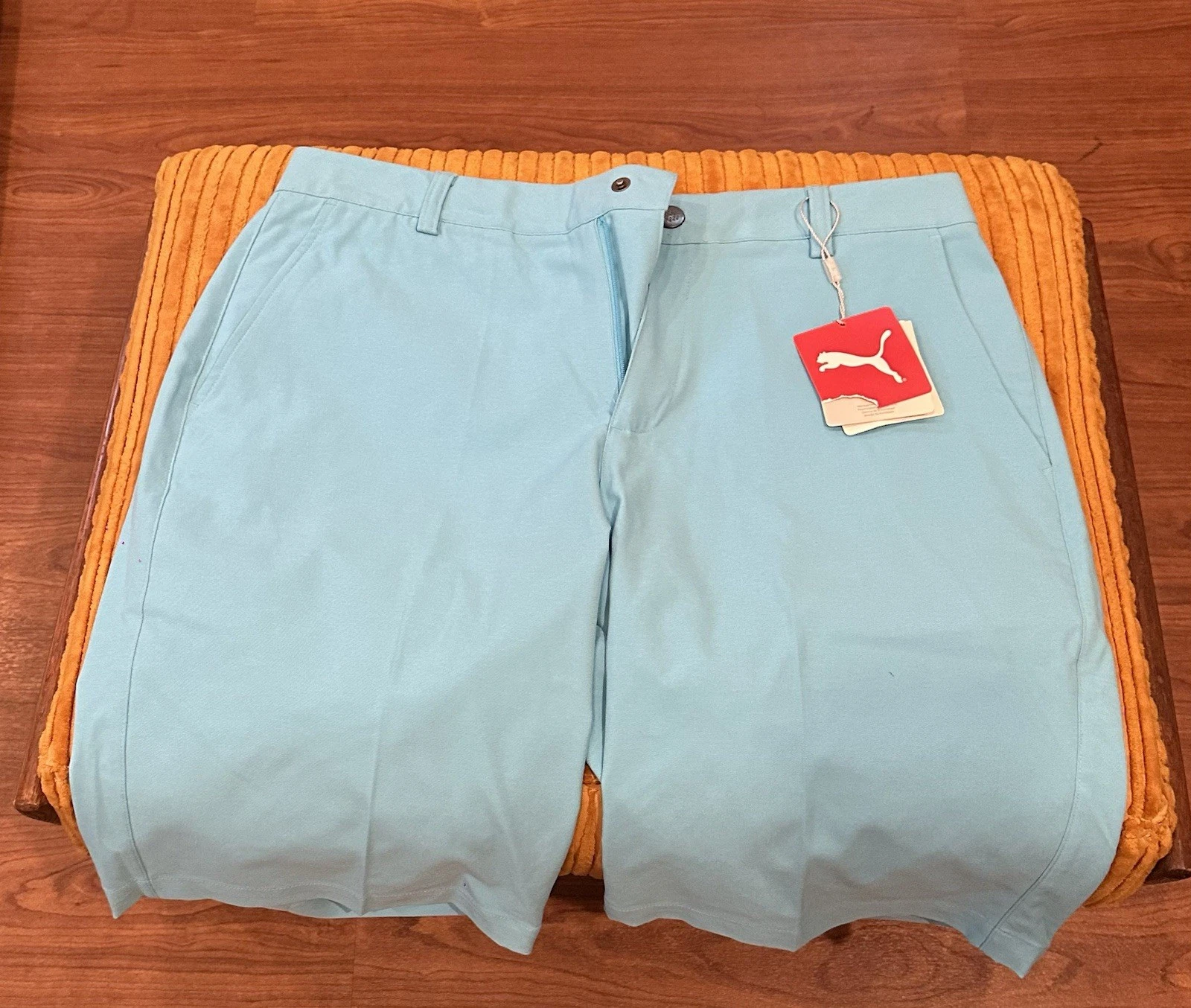 Pantaloncini Puma Golf Essential Pounce 34 blu chiaro bambino nuovi con etichette