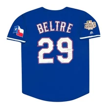 Adrian Beltre 2011 Texas Rangers World Series Alt Blue Jersey Men’s Size Large