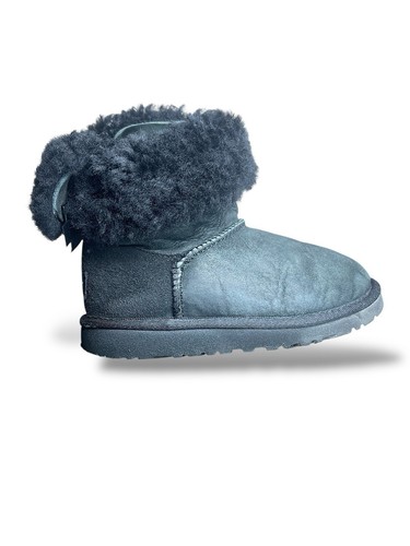 UGG Mini Bailey Bow II Girls Boots Black Sheepskin Size 1 Style 3280K - Picture 5 of 19