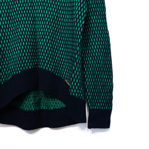 Michael Kors Navy Green Geometric Cotton Blend Knitted Jumper - Size M 12 14 - Picture 11 of 13