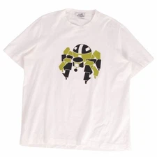Hermes T Shirt Cut & Sewn Short Sleeve Cotton Tops Mens L White Used MOLO-0