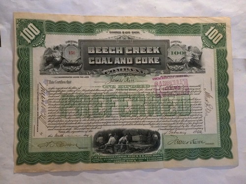 Beech Creek Coal and Coke Company. Aktienzertifikat. 1901-02 - Bild 13 von 13