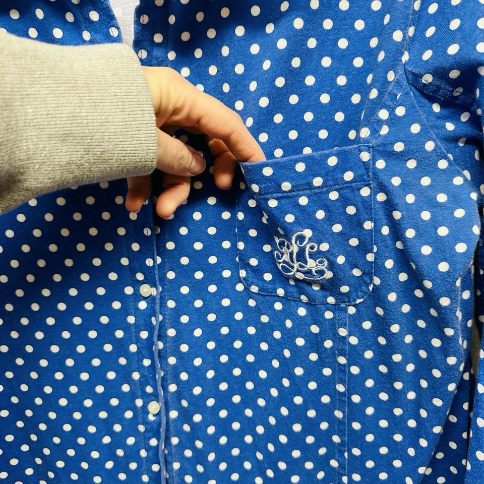 Ralph Lauren Pijama Para Mujer L Algodón L L L L Azul Camisa para Dormir Manga Enrollada Foto 4 de 4