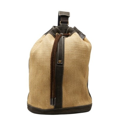 Salvatore Ferragamo One-Shoulder Bag, Beige/Brown Straw Canvas