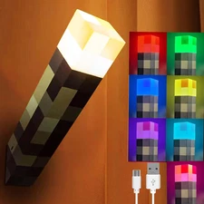 Wall Torch Lamp, 7-Color Change Light-Up Table Lamps, USB Rechargeable Night Lig