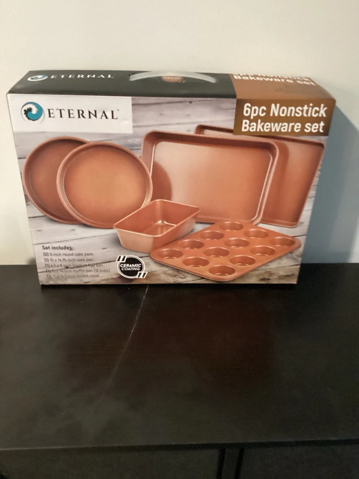 Eternal 6 Piece Nonstick Bakeware Set Ceramic Infused Copper - NEW IN BOX!