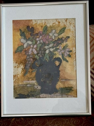 Eva Storm Mix Media FLORAL Aquarell Gemälde signiert und gerahmt 11”x 14” - Bild 11 von 17