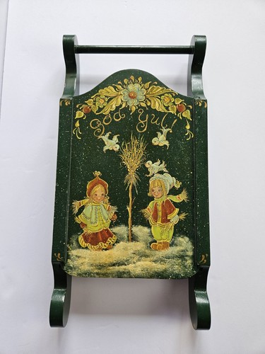 Hand Painted Wooden Sled Dutch Christmas Holiday Decor 18" Sleigh