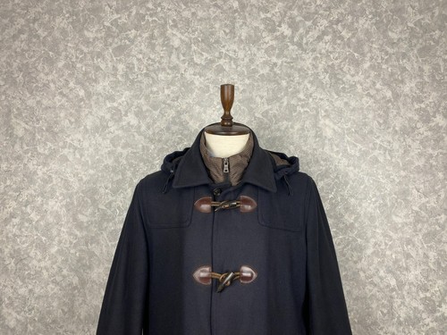 Hackett London Dark Blue Wool Mix Hooded Thermore Insulated Duffle Coat L - Picture 2 of 12